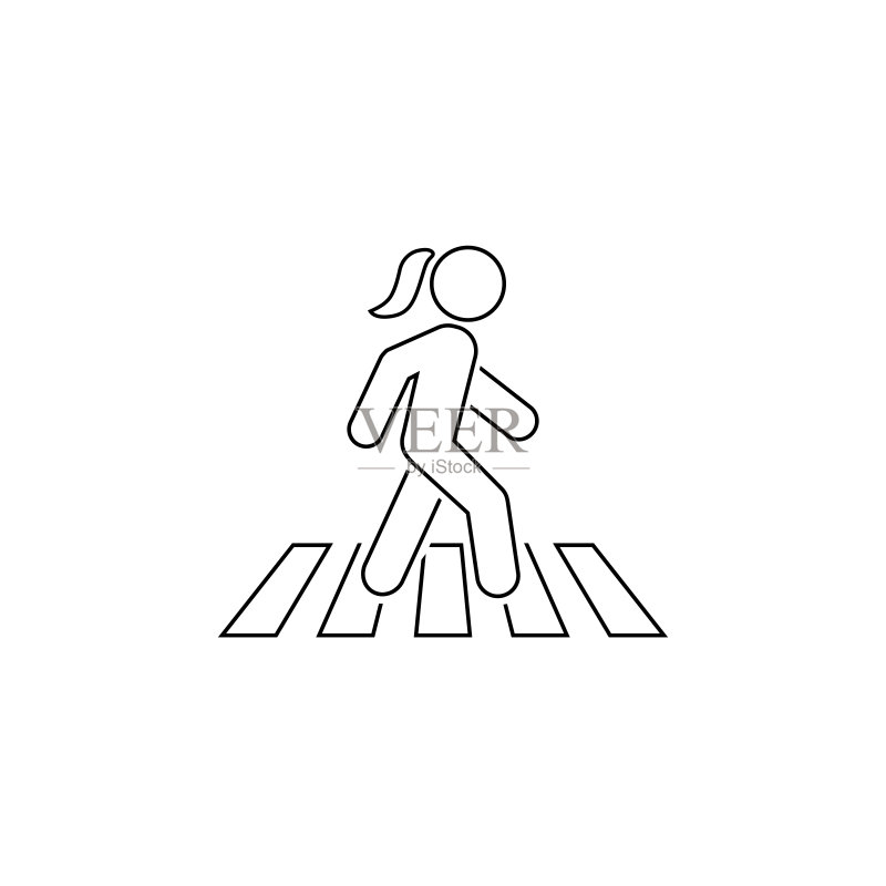 步行线条图标符号logo矢量模板图标素材