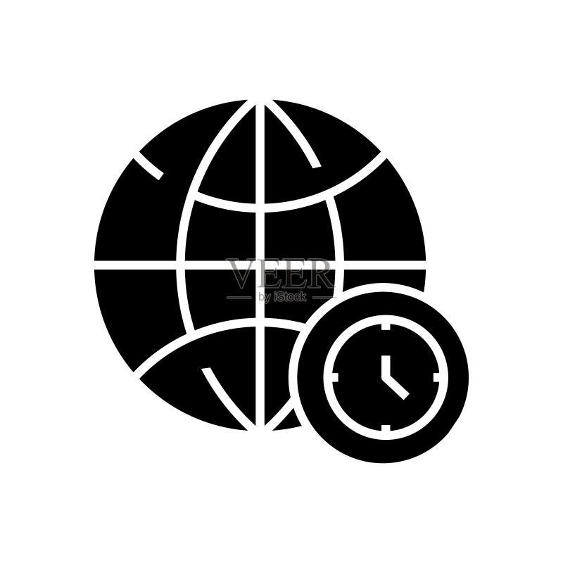 时区黑色图标概念插图矢量扁平符号标志图标素材