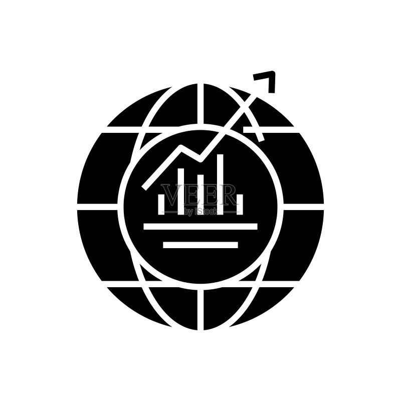 世界增长线图标,概念标志,轮廓矢量图,线性符号图标素材