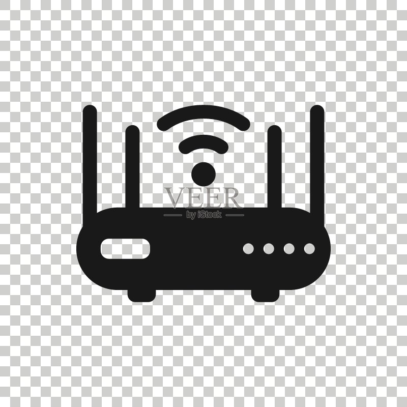 扁平风格无线路由器图标:宽带矢量图,白色背景上的互联网连接概念图标素材