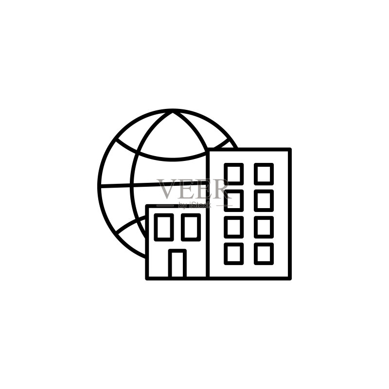 建筑、办公室、公司线性插画图标(白色背景)图标素材