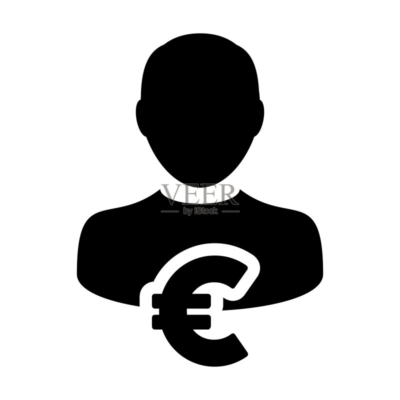 欧元符号现金图标:银行金融商务矢量图形图标素材