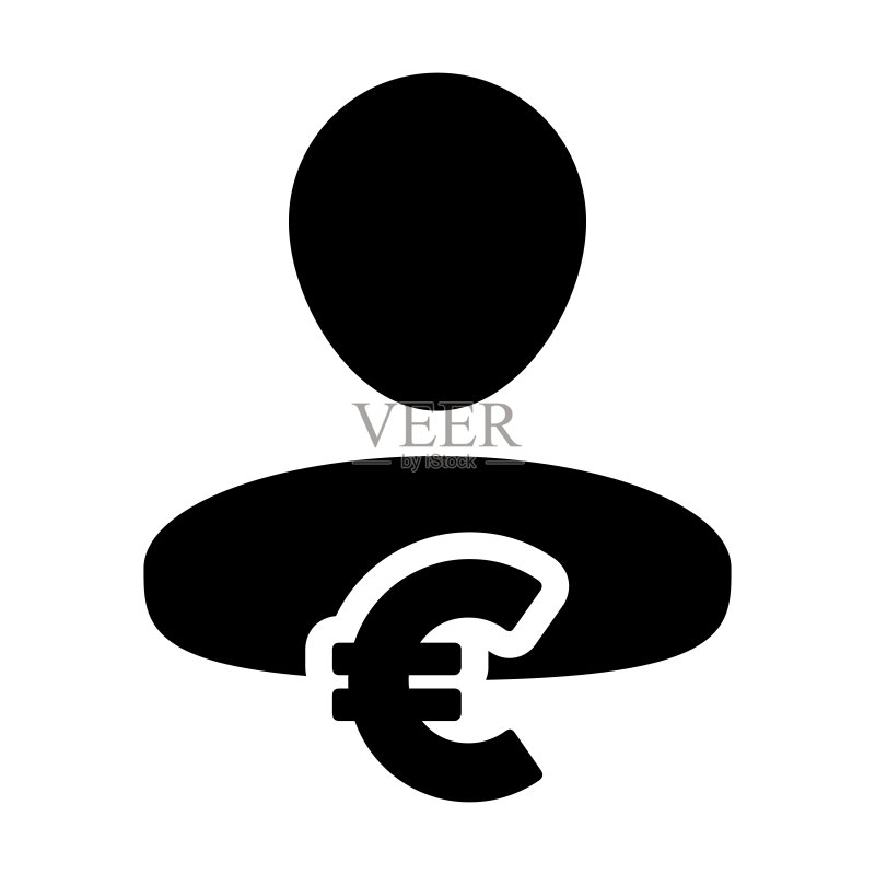 保险图标:欧元符号,银行金融业务用户头像图标素材