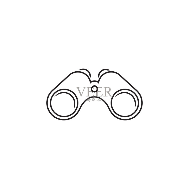 白色背景上的双筒望远镜线条图标矢量插画图标素材