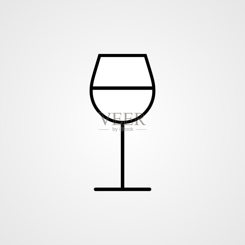 葡萄酒杯图标,扁平矢量图图标素材