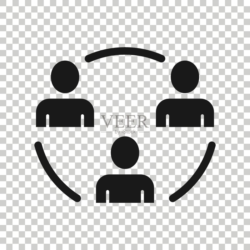 扁平风格的人际沟通图标:合作商业概念图标素材