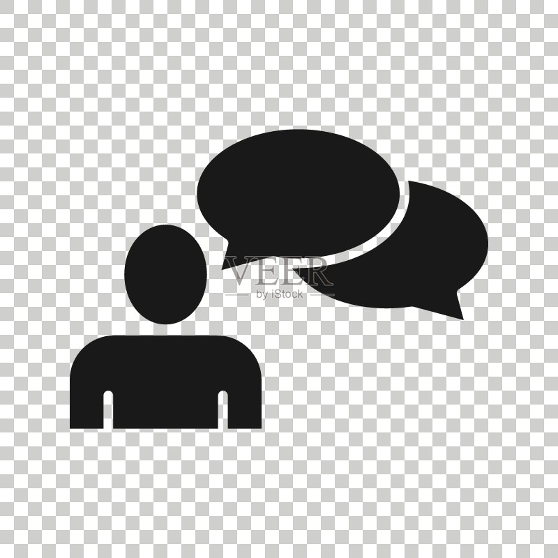 扁平风格的语音气泡图标:聊天矢量图图标素材