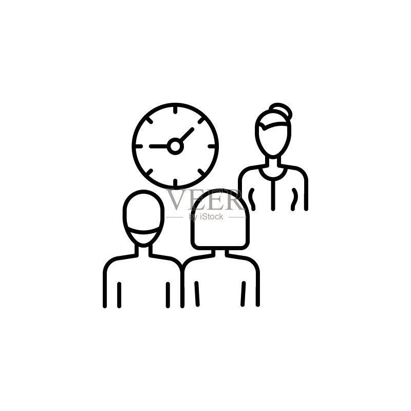 团队合作图标:简约线条,UI/UX矢量元素,适用于网站或移动应用图标素材