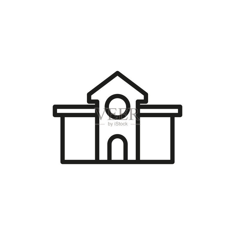 简约学校建筑线条图标图标素材