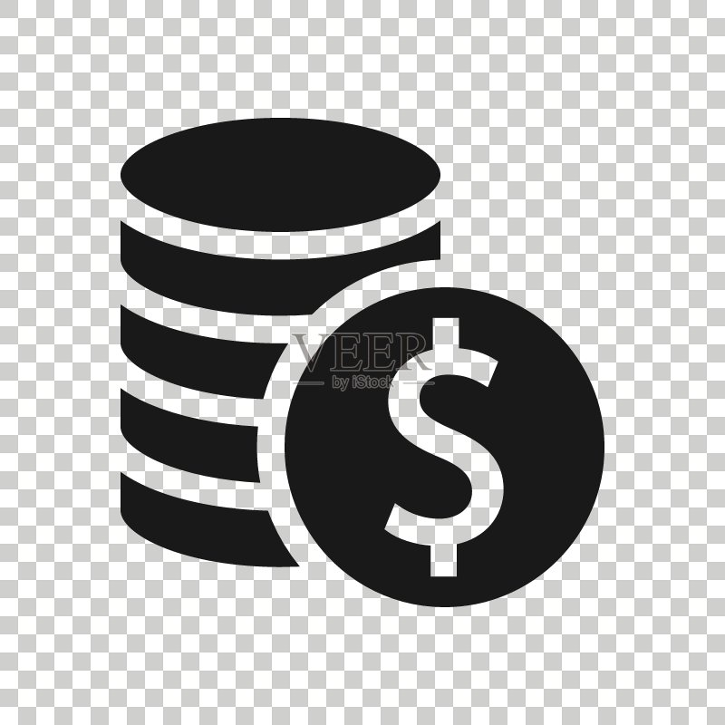 扁平风格的金币堆叠图标,美元硬币矢量图,白色背景上的货币堆叠商业概念图标素材