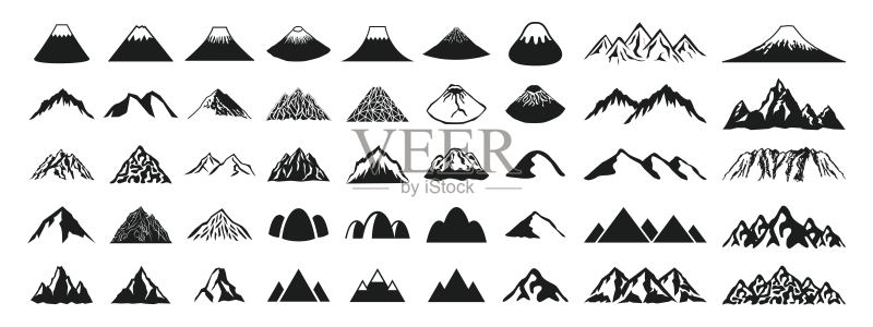 各种形状的山峰图标合集图标素材