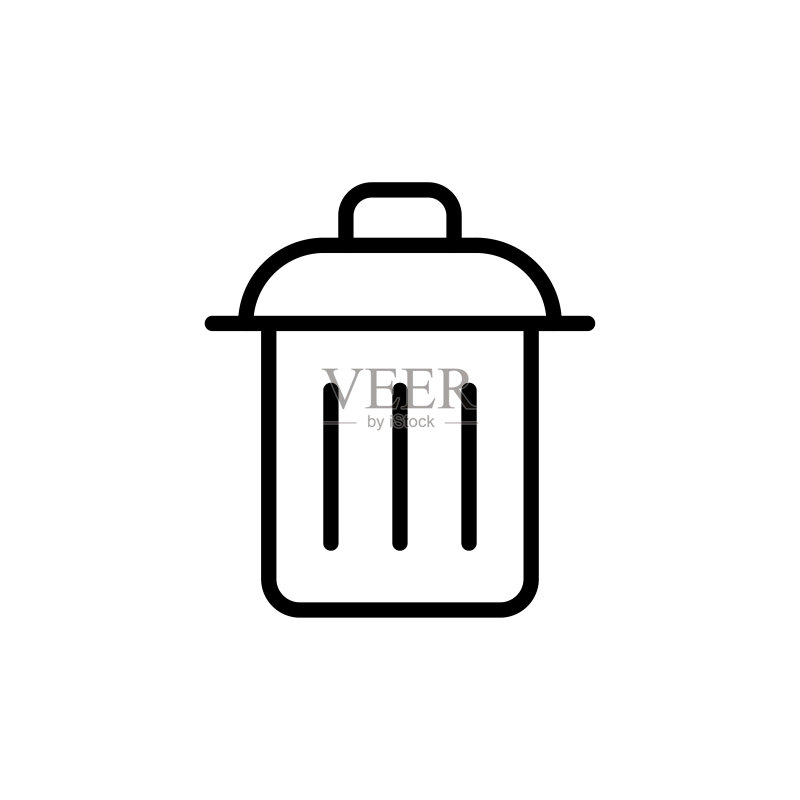 简易垃圾桶线条图标图标素材