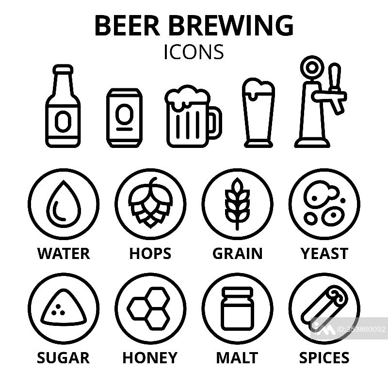 啤酒酿造图标合集图标素材