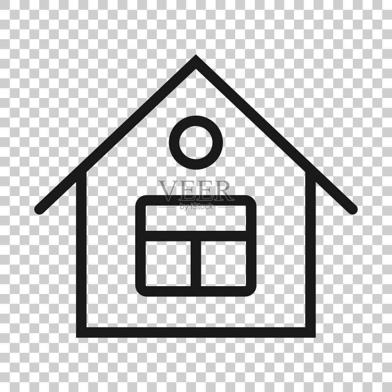扁平风格的建筑图标。白色孤立背景上的房屋矢量图。房屋商业概念。图标素材