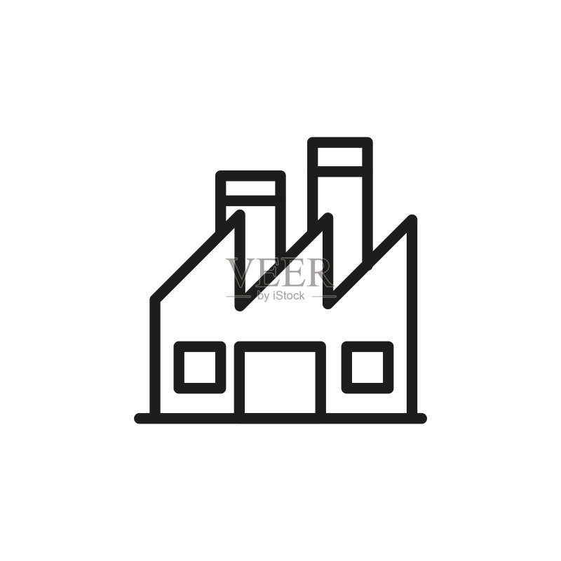 简单的工厂线条图标。图标素材