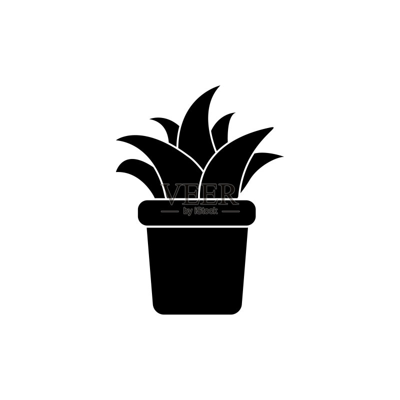 盆栽芦荟植物矢量图标图标素材