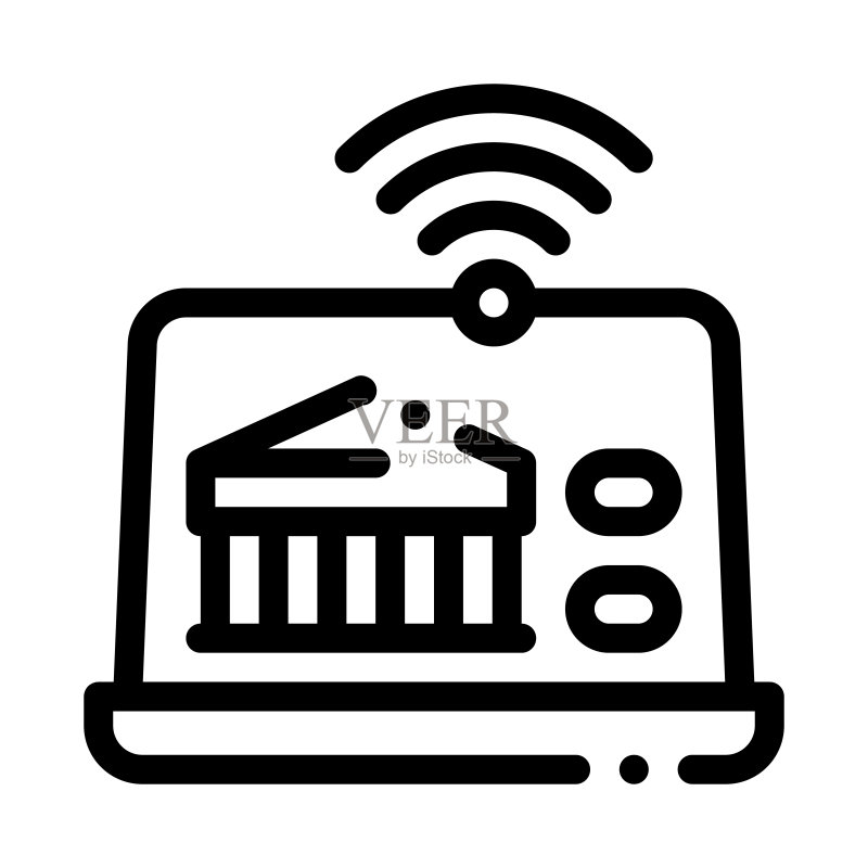 通过设备分发Wi-Fi的矢量线稿图标图标素材