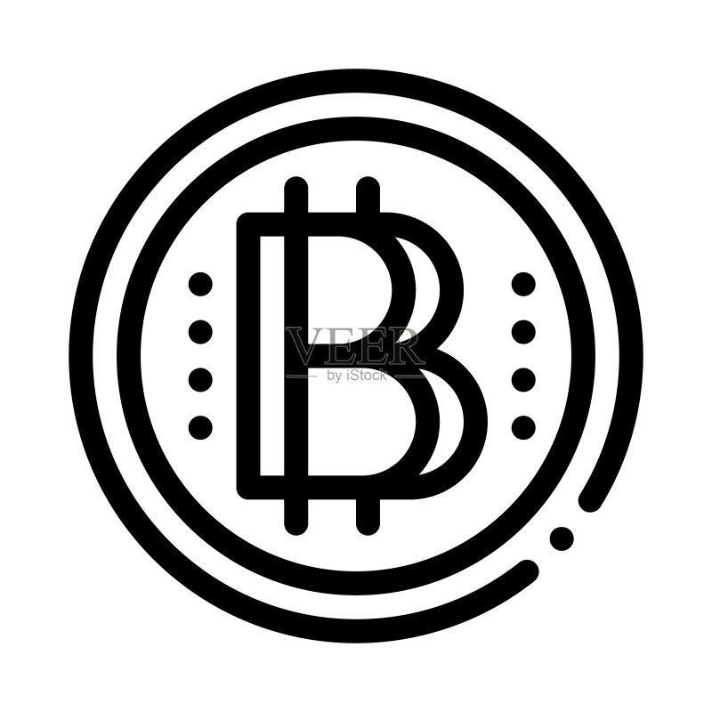 比特币硬币矢量轮廓插图图标素材