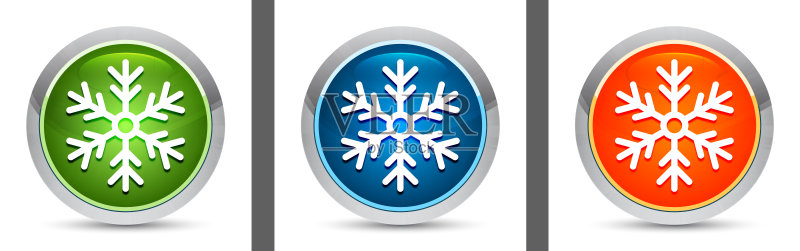 现代圆形雪花图标按钮套装插画图标素材