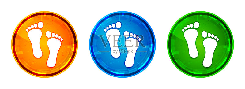 人类脚印图标,抽象圆形按钮,插图图标素材