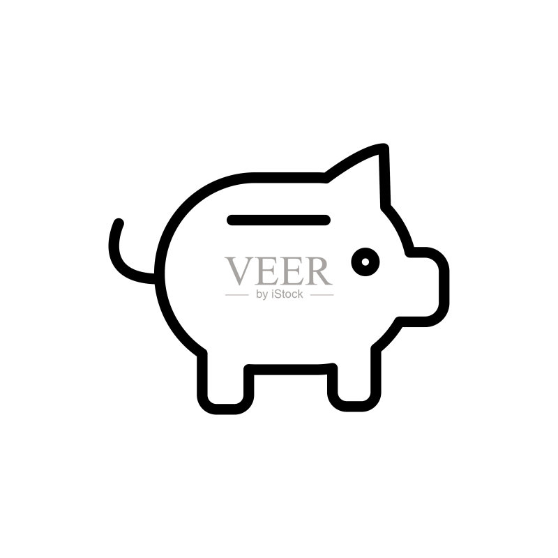 简约小猪储蓄罐线条图标图标素材