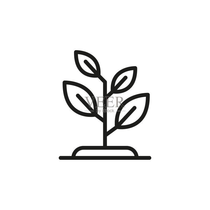 简约树木线条图标图标素材