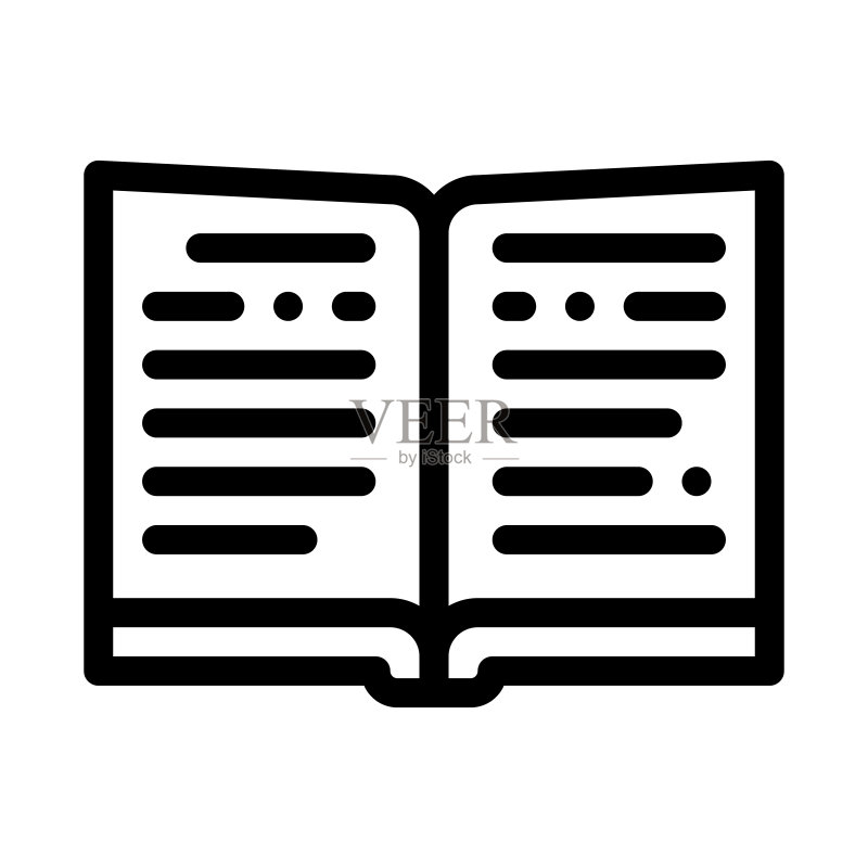 打开的书本图标矢量轮廓插图图标素材