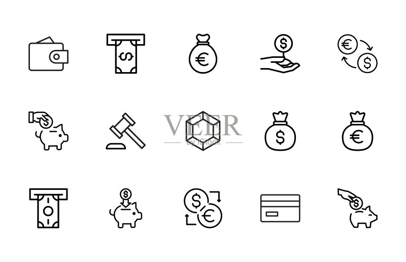 大型金融线条图标合集图标素材