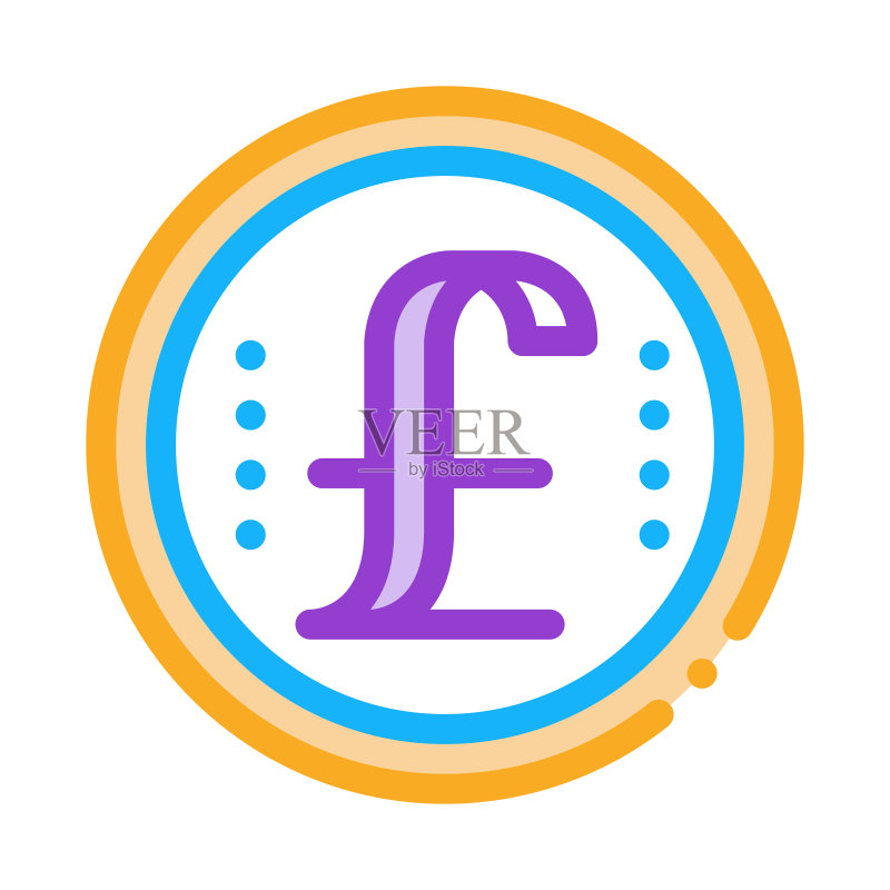 英镑硬币轮廓矢量图图标素材