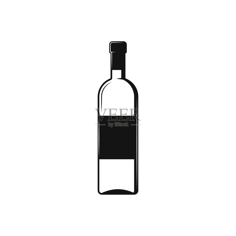 白色背景上的葡萄酒瓶图标,食品概念图标素材