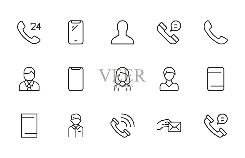 联系我们描边线条图标集图标素材