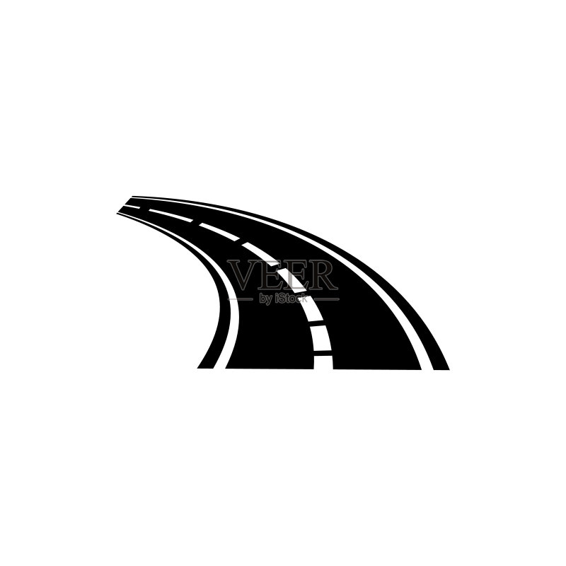 道路图标:隔离在白色背景上的logo图标素材
