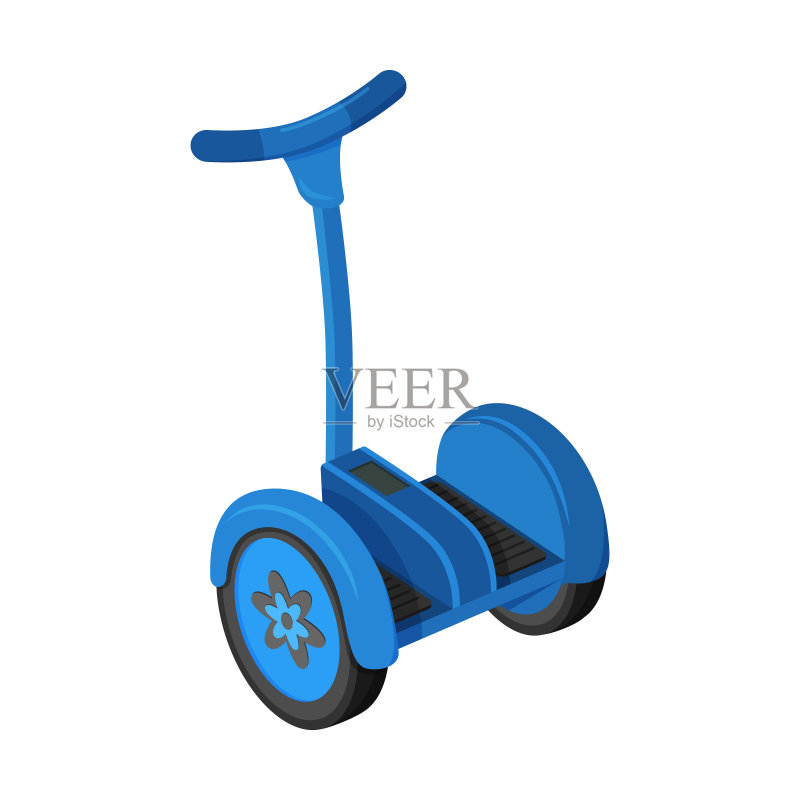 平直风格的赛格威。矢量插图。非燃料、无污染的城市交通。对象被隔离在白色背景上。一种简单的环保电动汽车设计正版元素素材