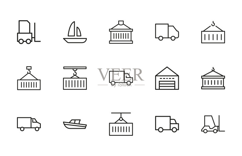 物流线性图标大合集图标素材