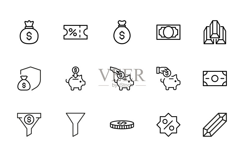 金融线性图标大集合图标素材