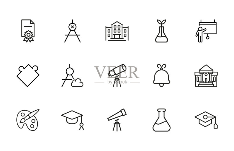 学校线性图标集图标素材