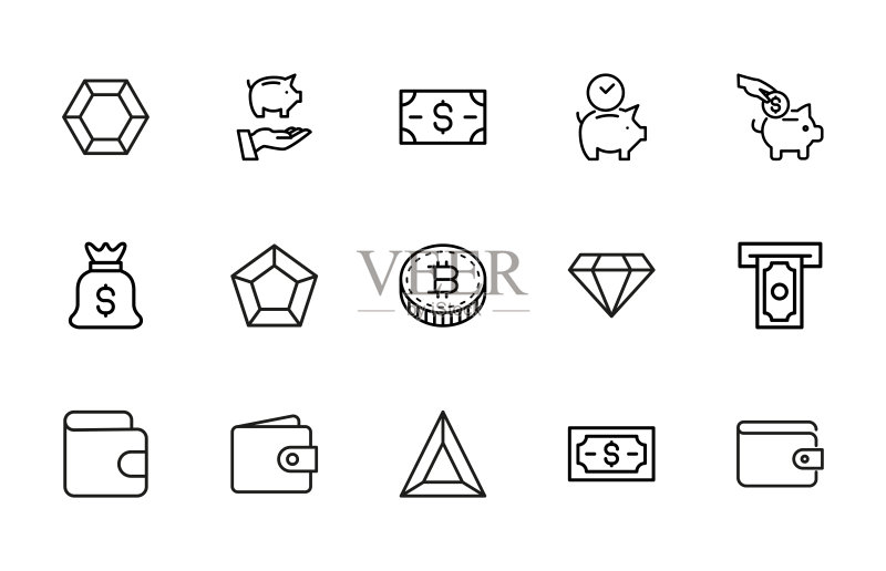 投资矢量线条图标合集图标素材