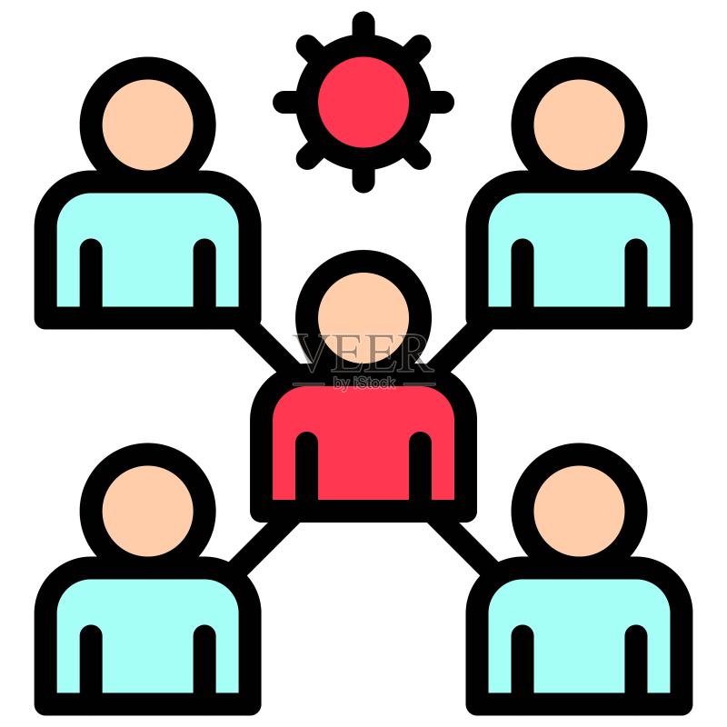 病毒聚集矢量图,填充样式图标图标素材
