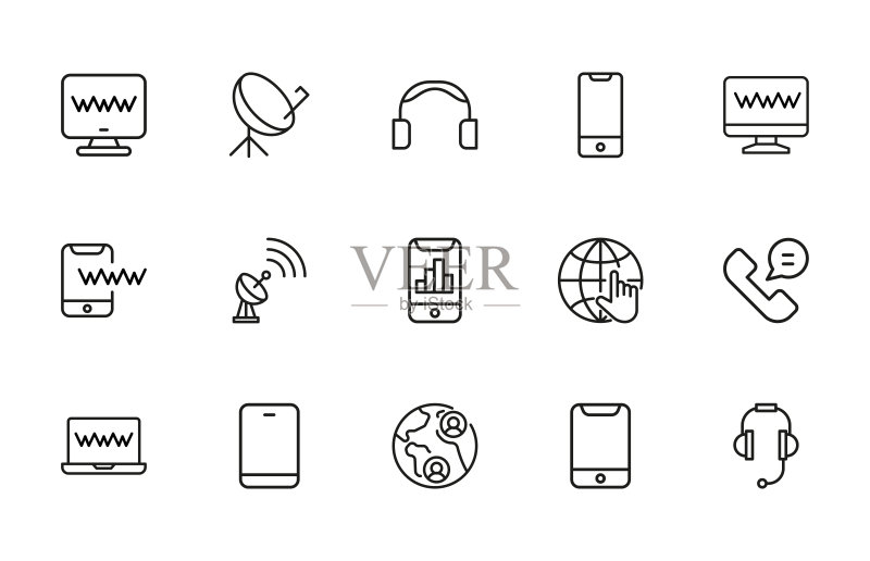 移动线条图标集图标素材