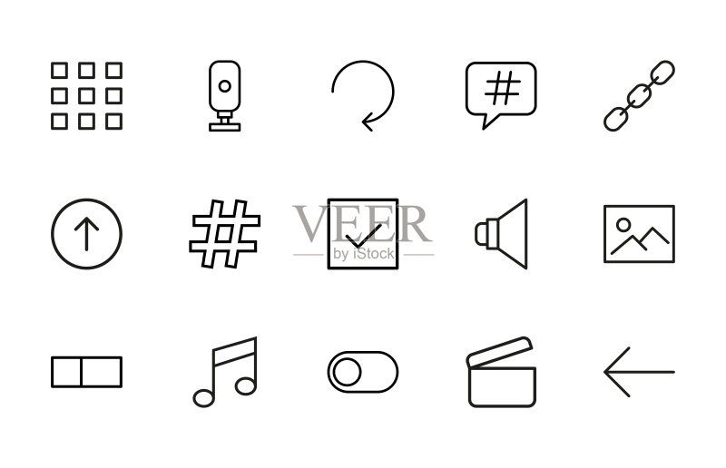界面描边线条图标集图标素材