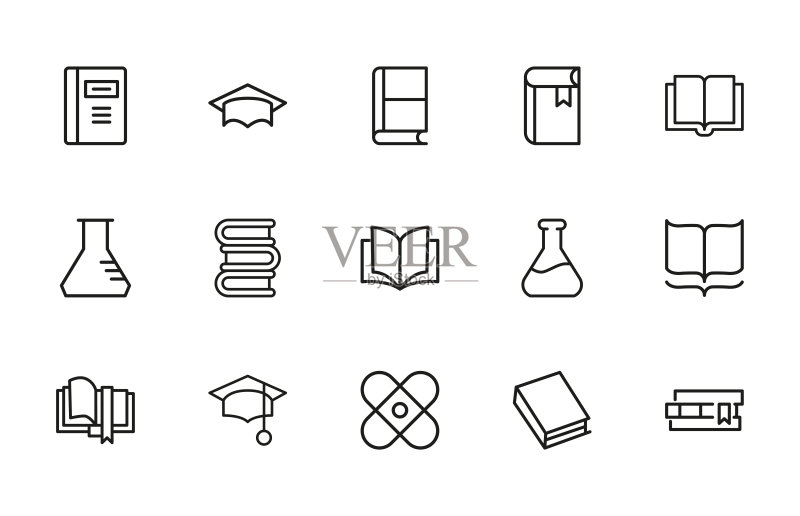 科学描边线条图标集图标素材