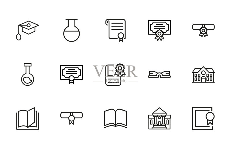 学院笔画线条图标集图标素材