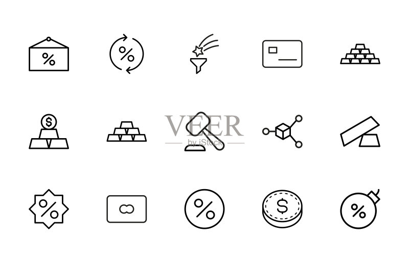 大型金融线条图标合集图标素材
