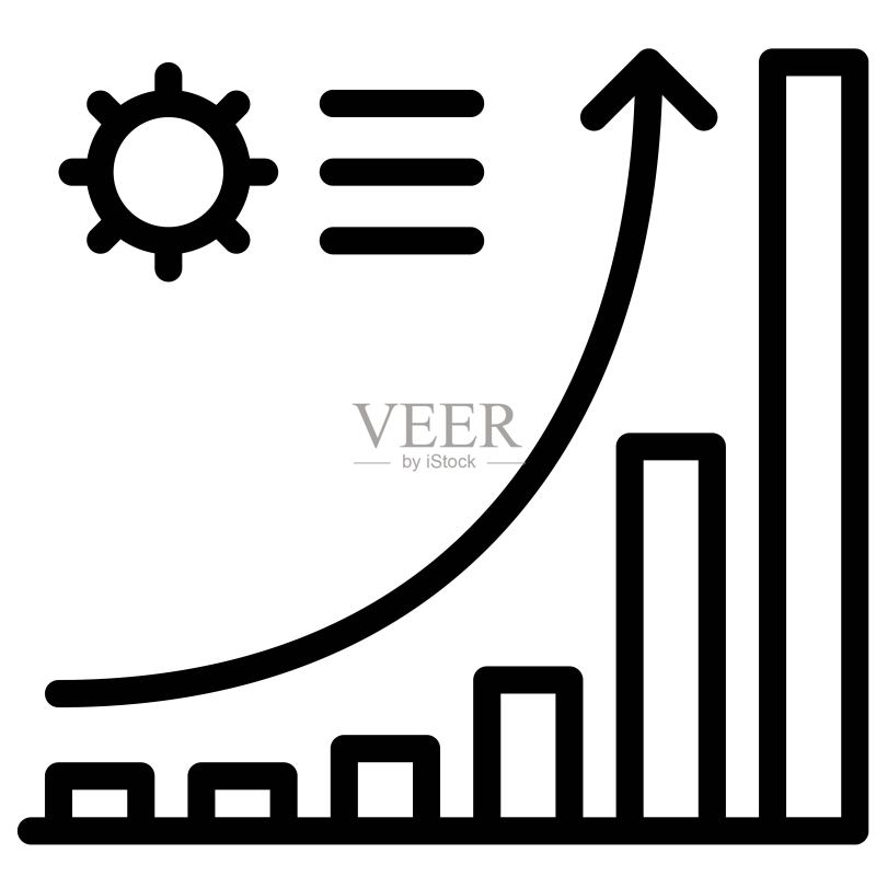 冠状病毒病例图表矢量图,线条风格图标图标素材