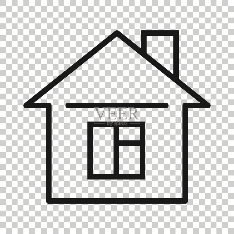 扁平风格的建筑图标。白色孤立背景上的房屋矢量图。房屋商业概念。图标素材