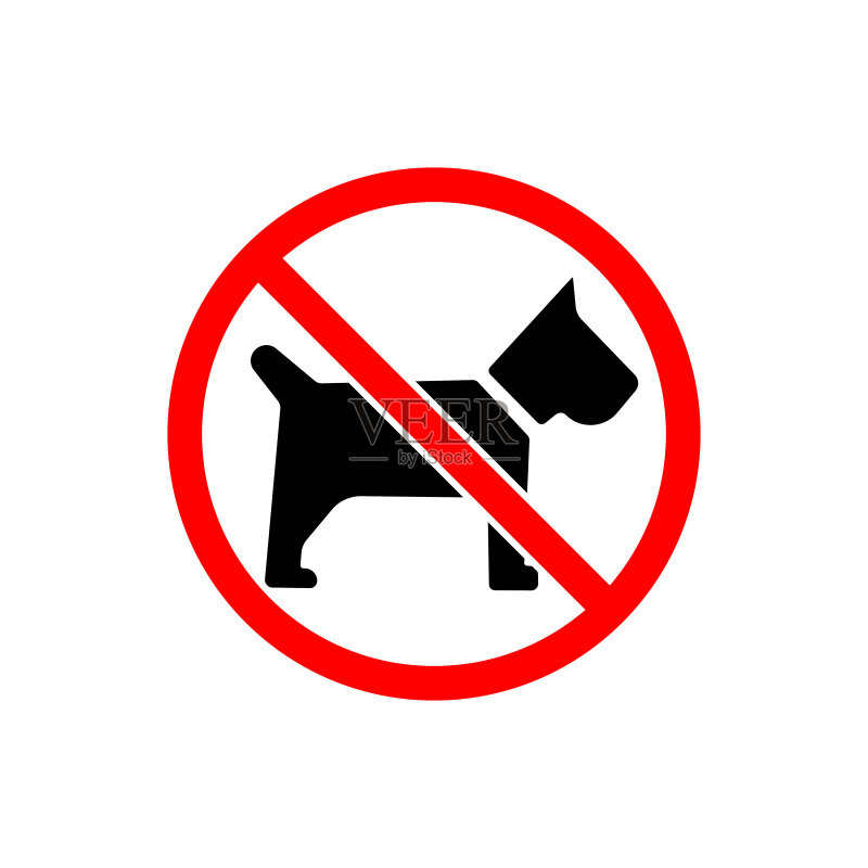 禁止犬只或禁止动物的黑红色图标图标素材