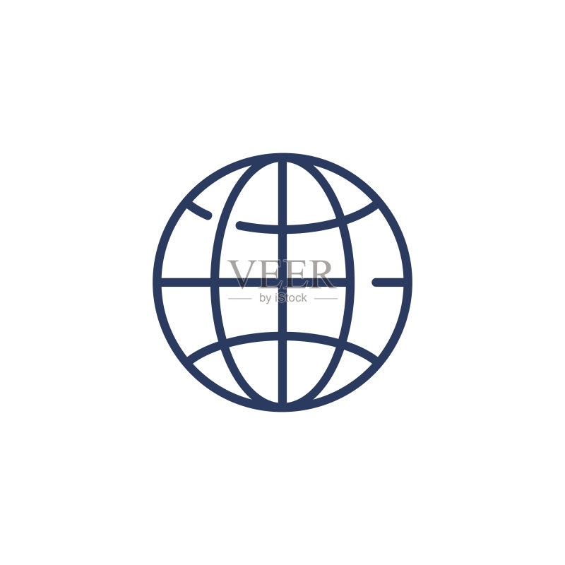 白色背景上的地球图标轮廓图标素材