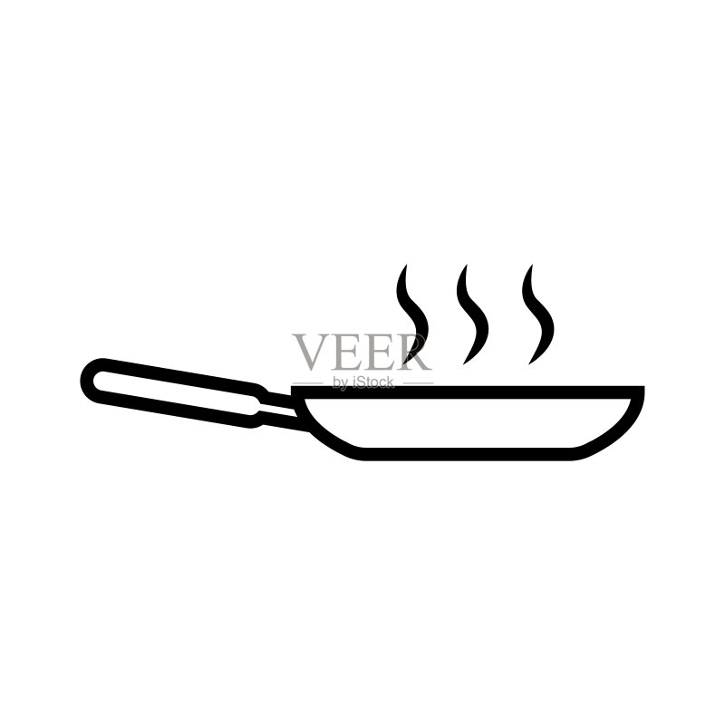 煎锅线条图标,logo,隔离在白色背景上图标素材
