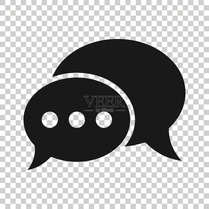 扁平风格的语音聊天标志图标。白色孤立背景上的语音气泡矢量图。团队讨论按钮商业概念。图标素材