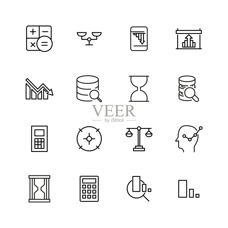 分析线条图标集图标素材